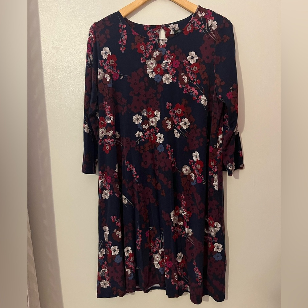 J.Jill Wearever Collection Floral Navy Dress